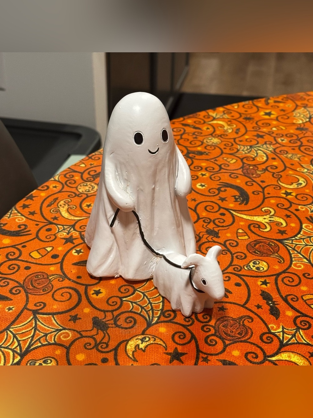 White Ghost Figurine with White Dog